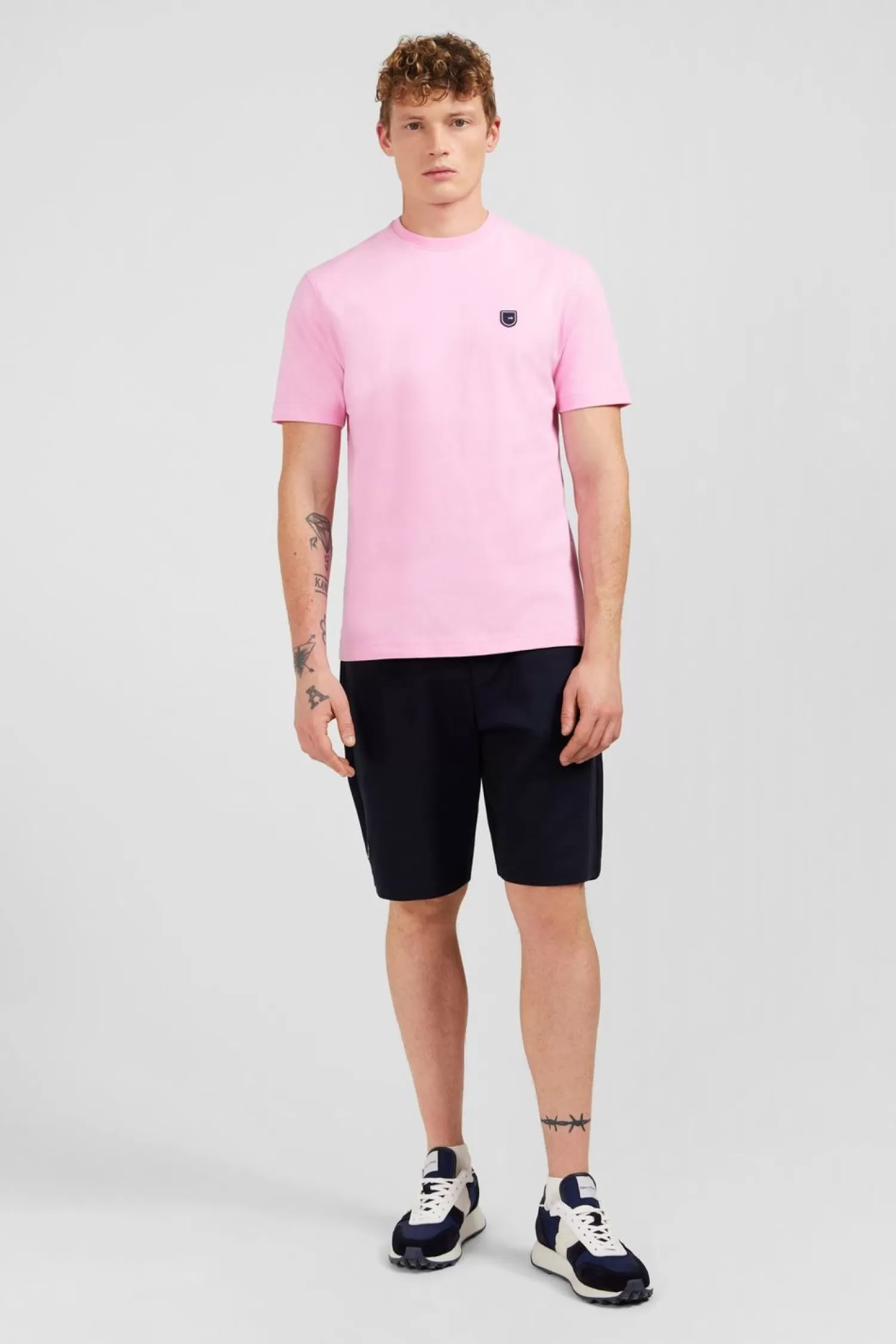 Eden Park T-Shirt Manches Courtes Rose En Coton Embleme Dos-Homme T-Shirts