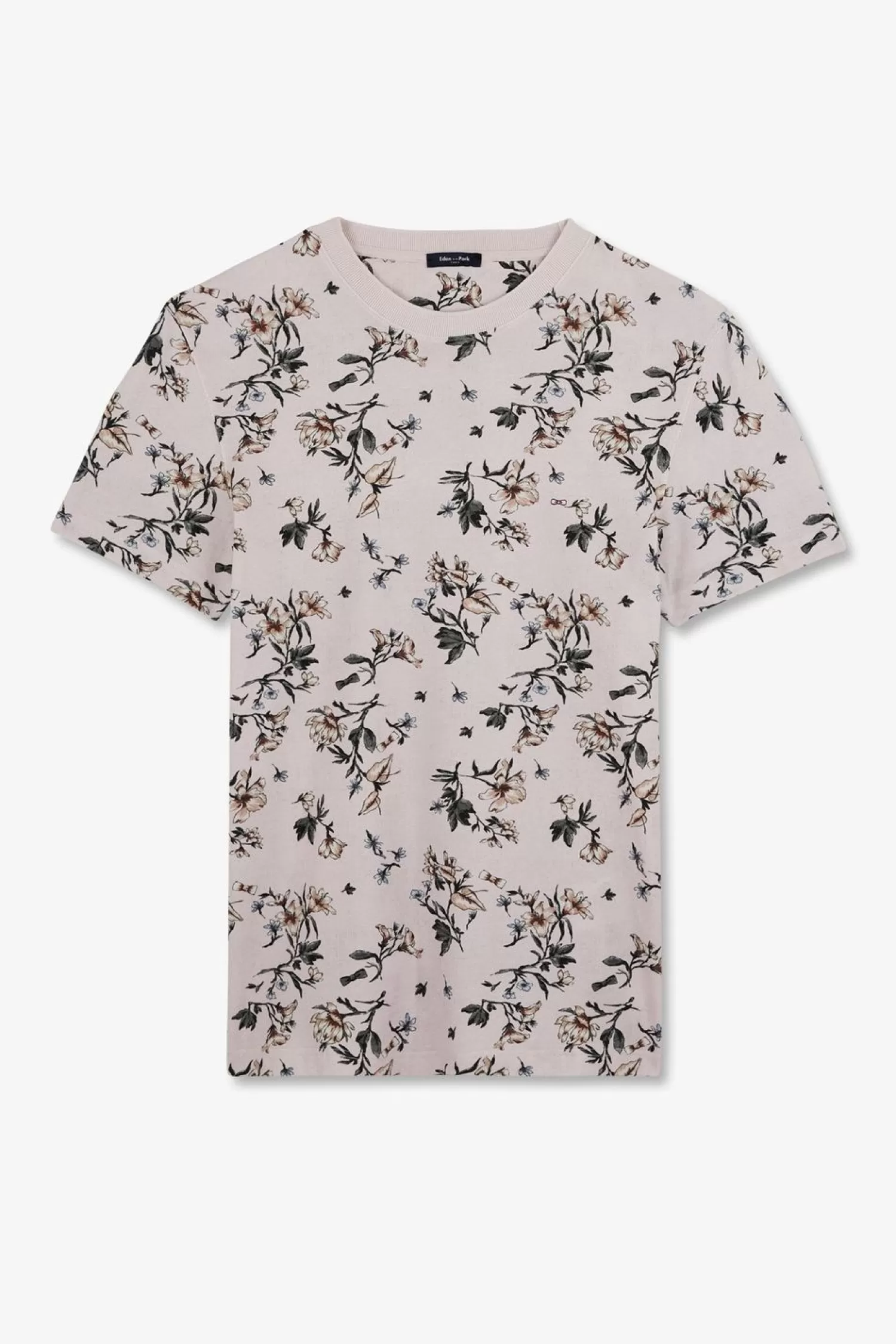 Eden Park T-Shirt Manches Courtes Rose Imprime Feuilles-Homme T-Shirts