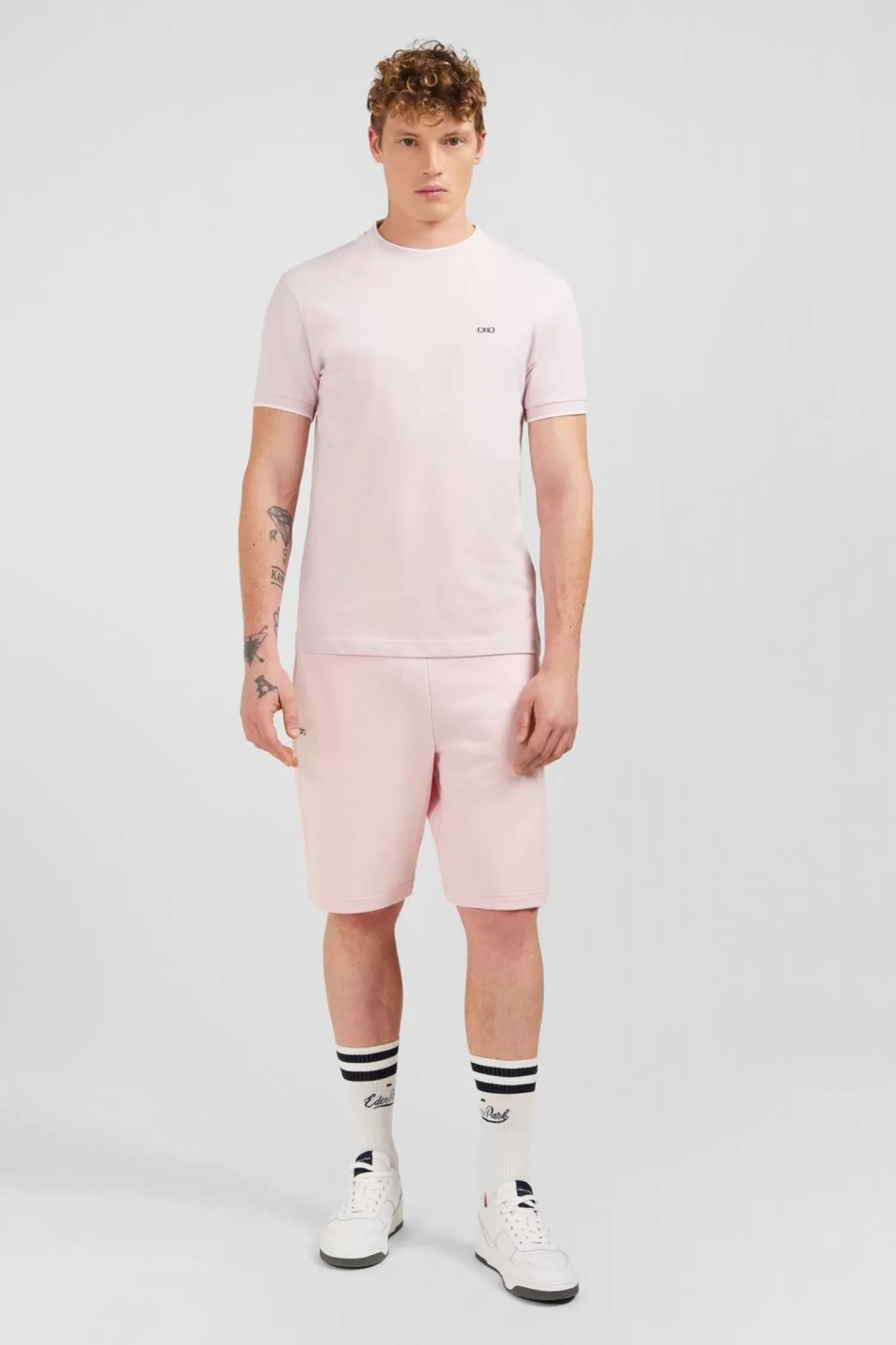 Eden Park T-Shirt Manches Courtes Uni Rose En Coton Stretch-Homme T-Shirts