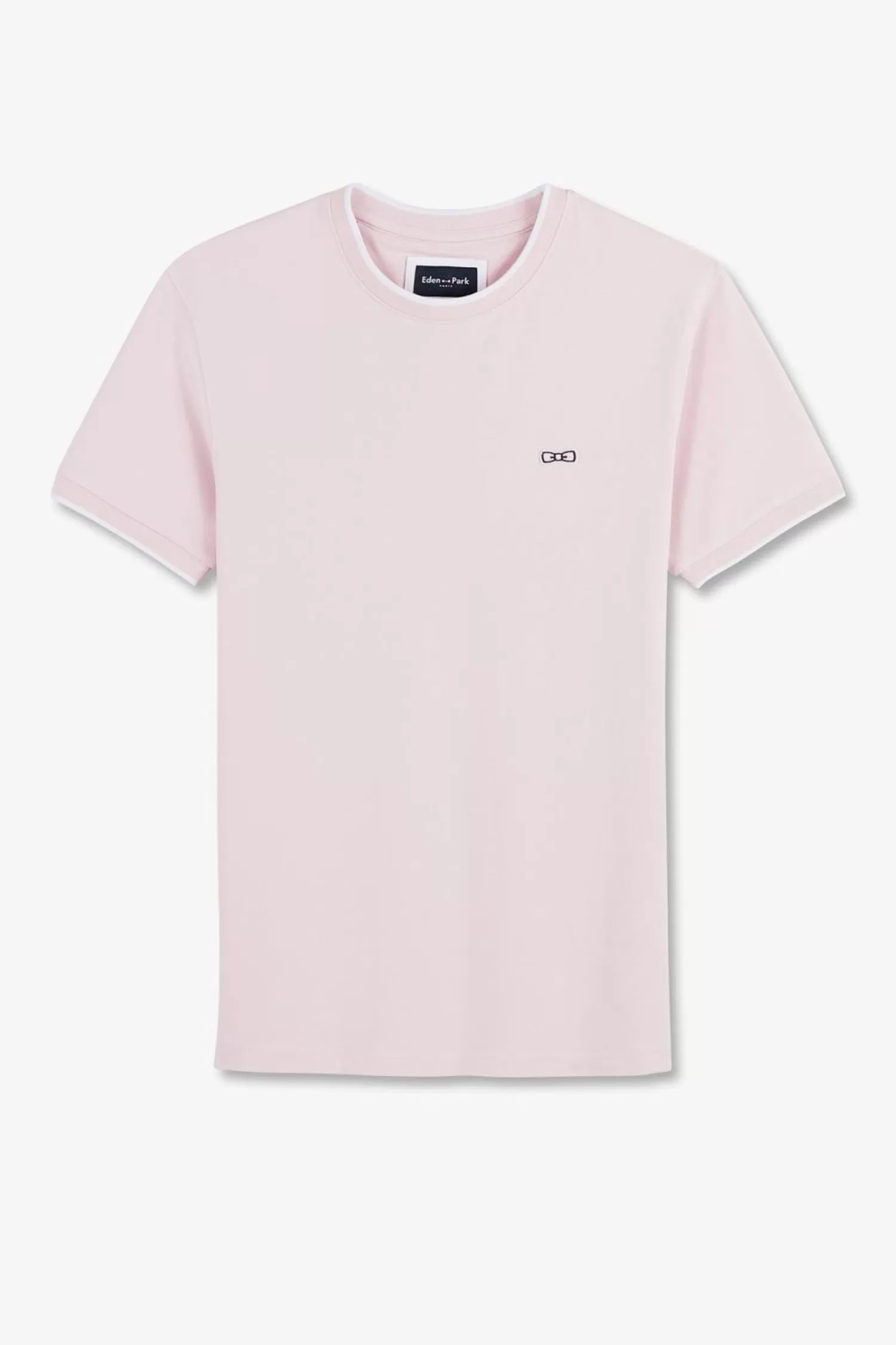 Eden Park T-Shirt Manches Courtes Uni Rose En Coton Stretch-Homme T-Shirts