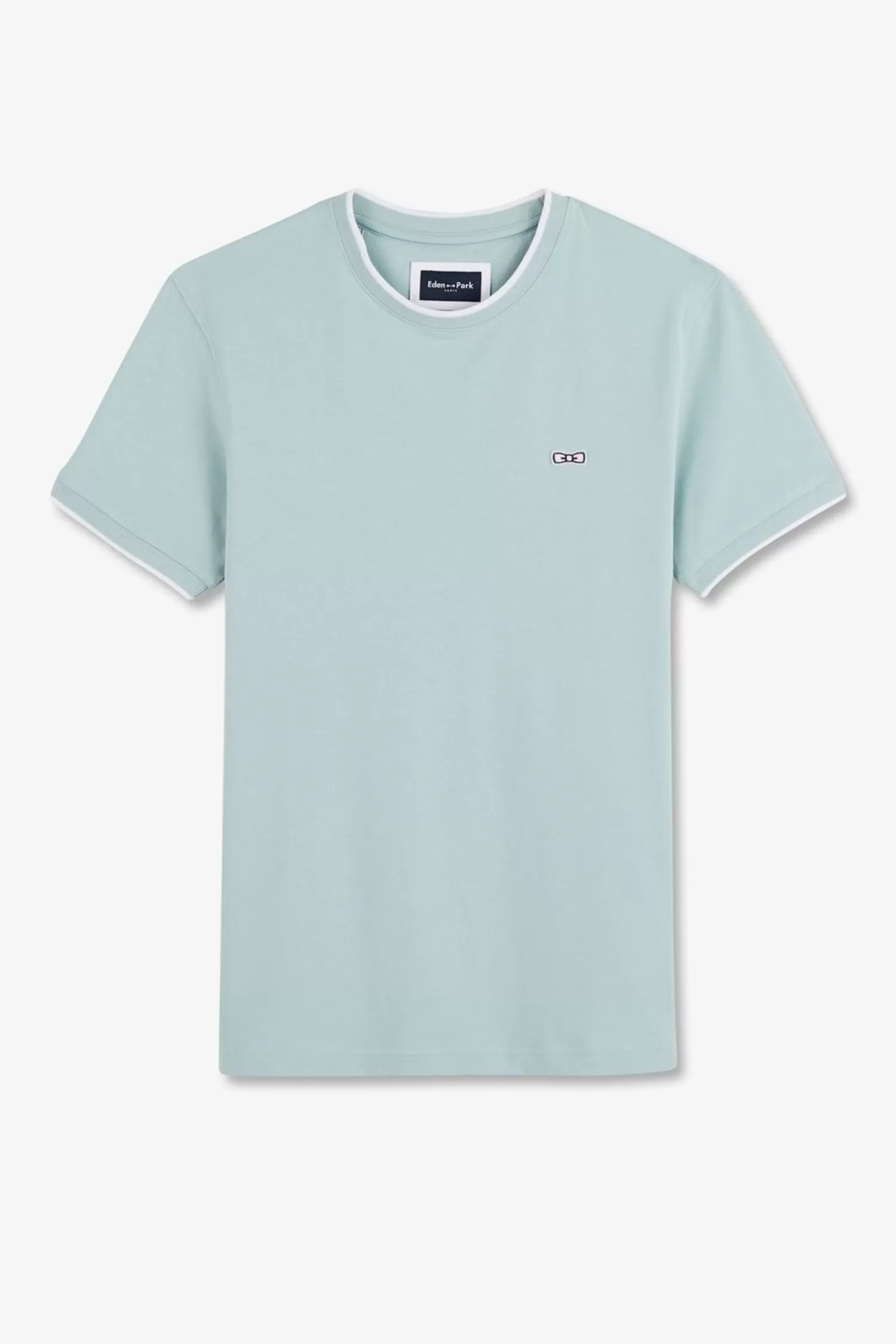 Eden Park T-Shirt Manches Courtes Uni Vert En Coton Stretch-Homme T-Shirts