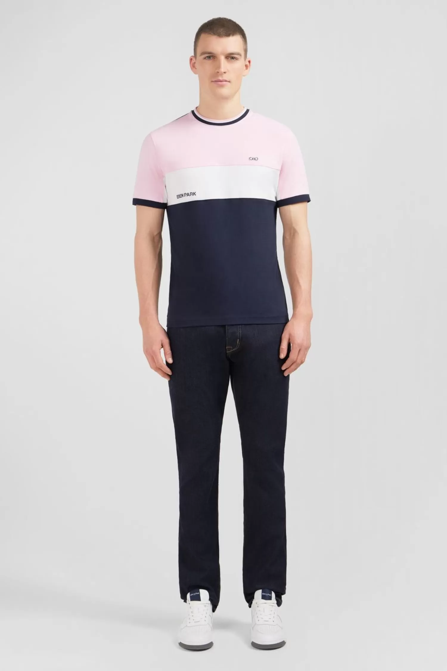 Eden Park T-Shirt Rose Colorblock A Manches Courtes-Homme T-Shirts