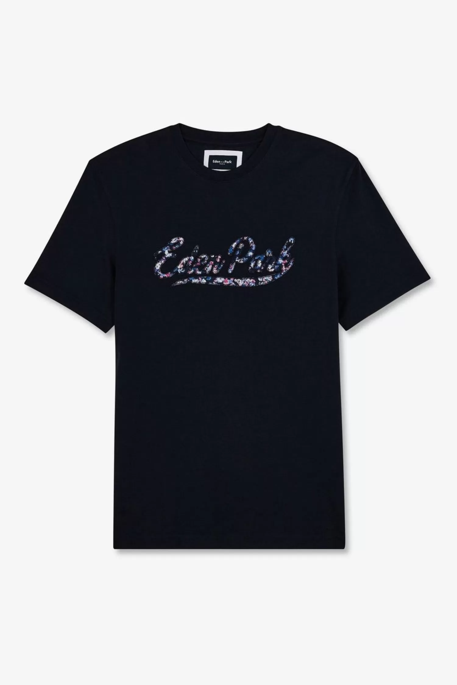 Eden Park T-Shirt Uni Bleu Fonce A Inscription -Homme T-Shirts